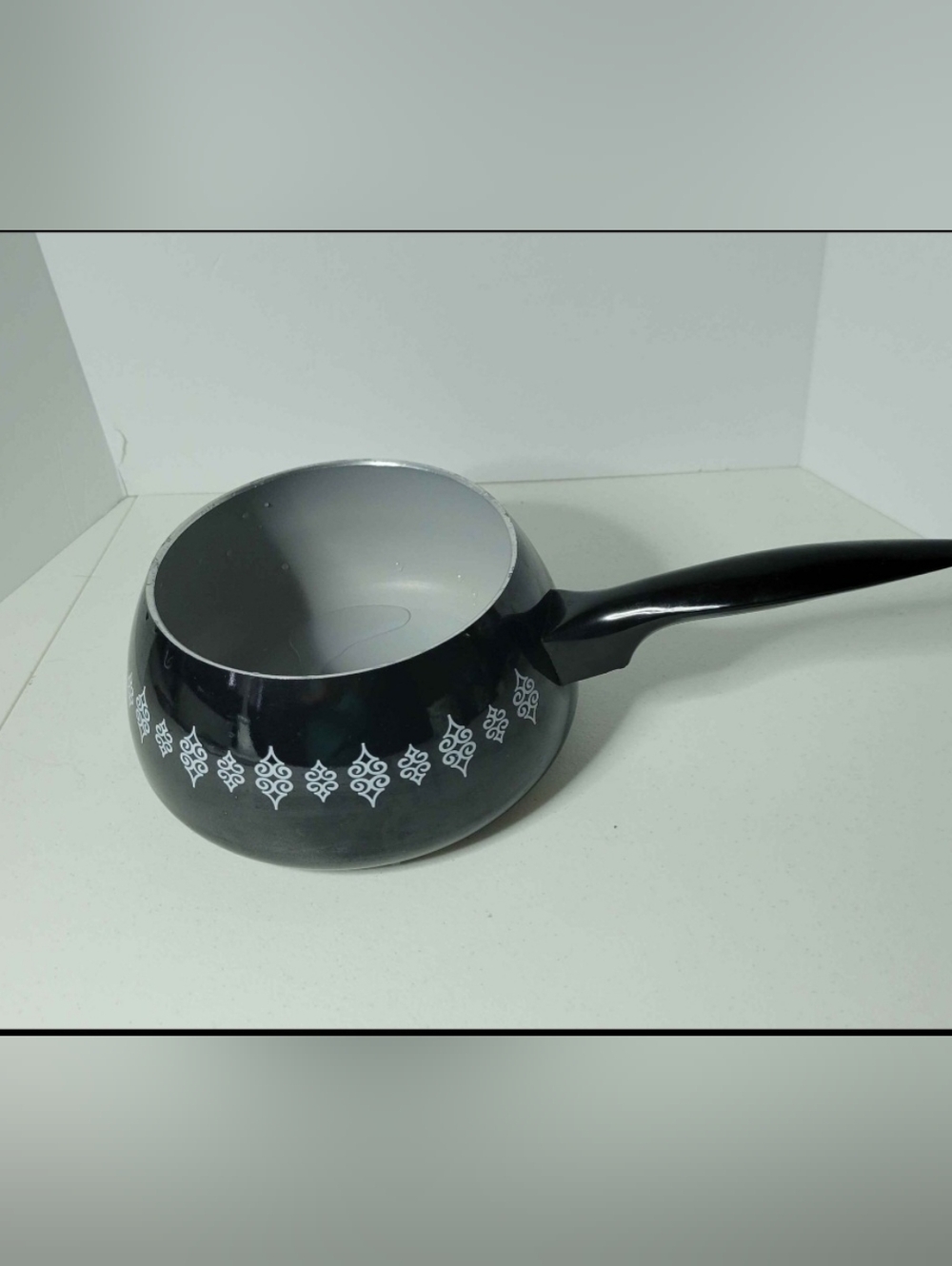MCM Retro Black Decorative Saucepan with White Pattern